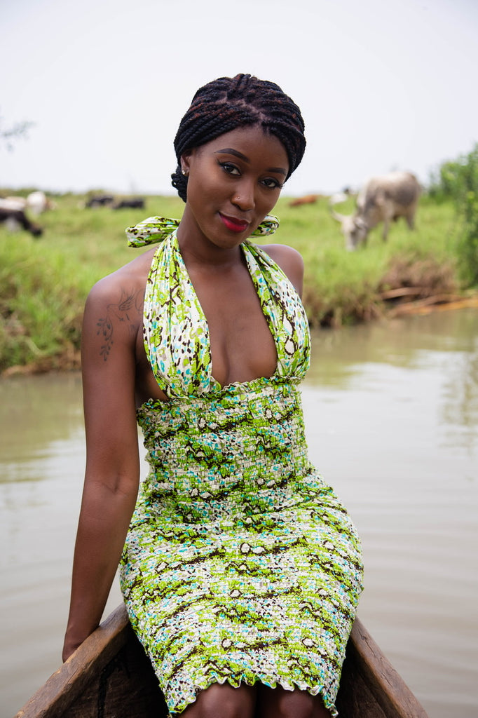 OLA bodycon dress- lime - TRIBE 228 