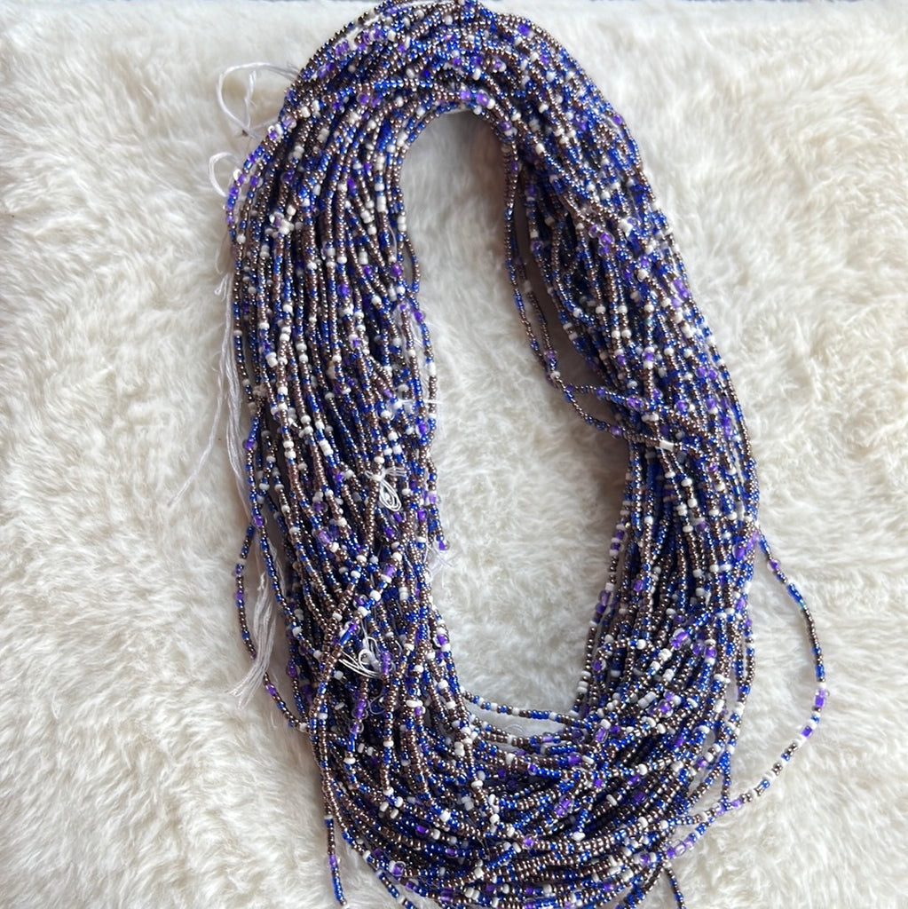 Multi color (blue, brown, white & purple) African Waist Beads