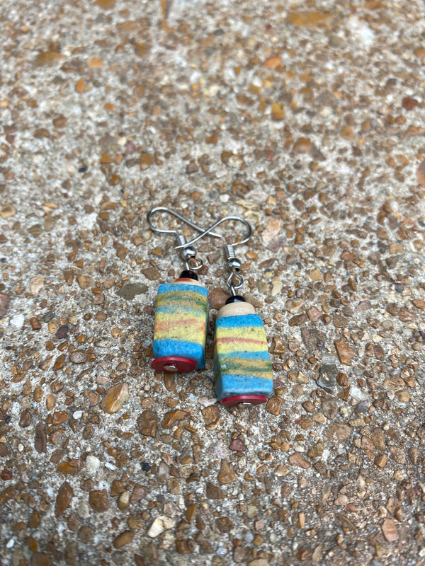 yellow and blue earrings