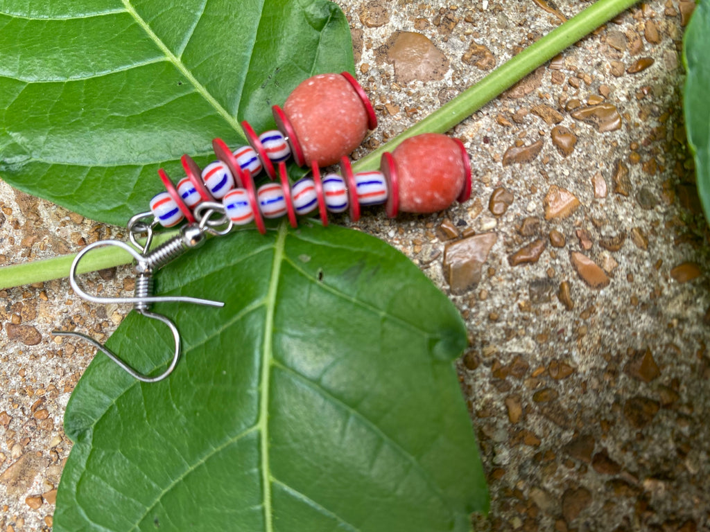 Red and Blue Beaded earrings