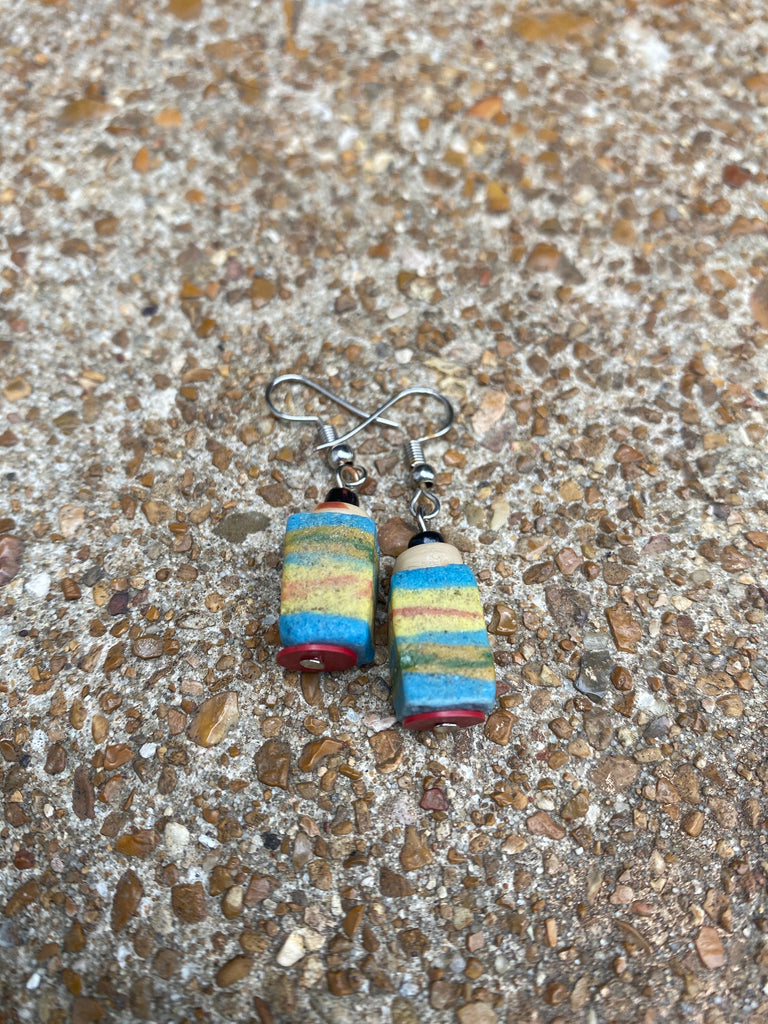 yellow and blue earrings
