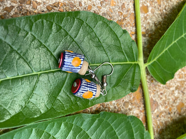 Blue with orange Accent earrings